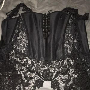 Leather corset with skirt flare